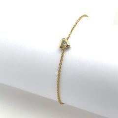 Bracciale con diamanti incastonati in oro giallo 14ct, diamante a forma triangolare da 0,17ct