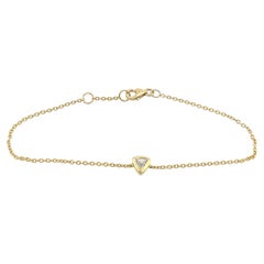 Bracelet en or jaune 14 carats, diamant de forme triangulaire 0,17 carat