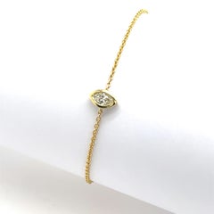 14ct Yellow Gold Diamond Set Bracelet, 0.22ct Marquise Shape Diamond