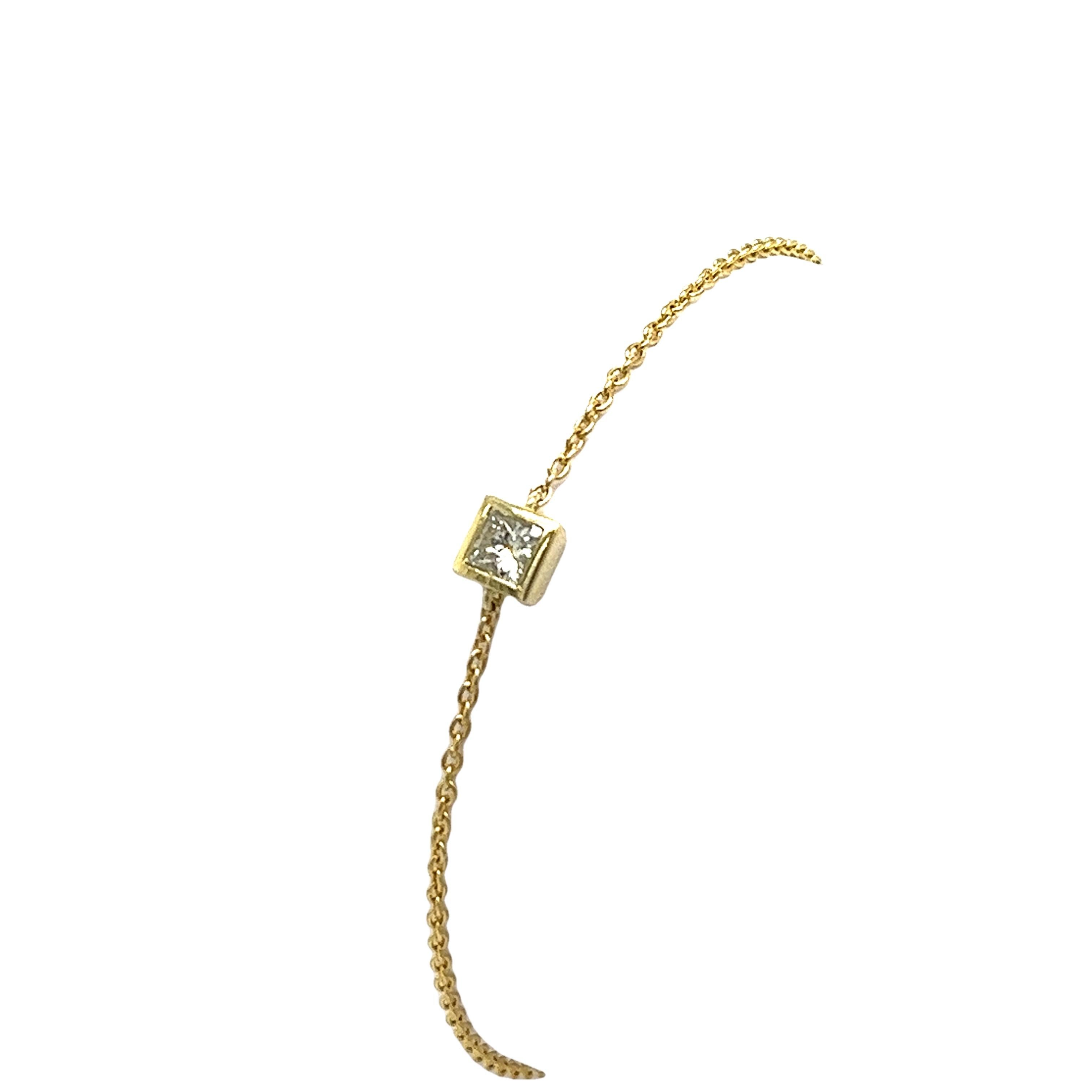 Bracelet en or jaune 14 carats serti de diamants de forme carrée de 0,28 carat Neuf - En vente à London, GB