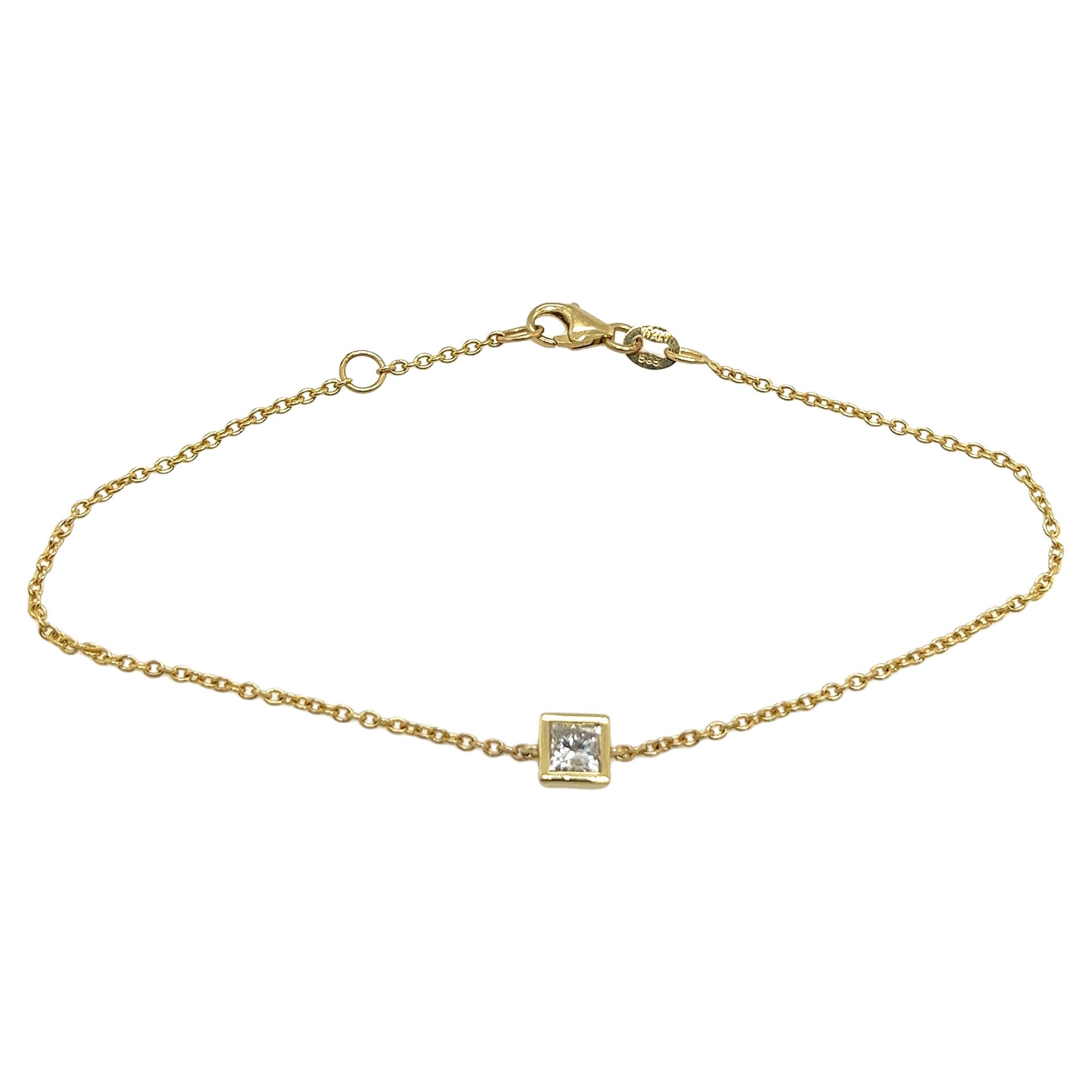 14ct Yellow Gold Diamond Set Bracelet, 0.28ct Square Shape Diamond