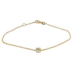 Bracelet en or jaune 14 carats serti de diamants de forme carrée de 0,28 carat