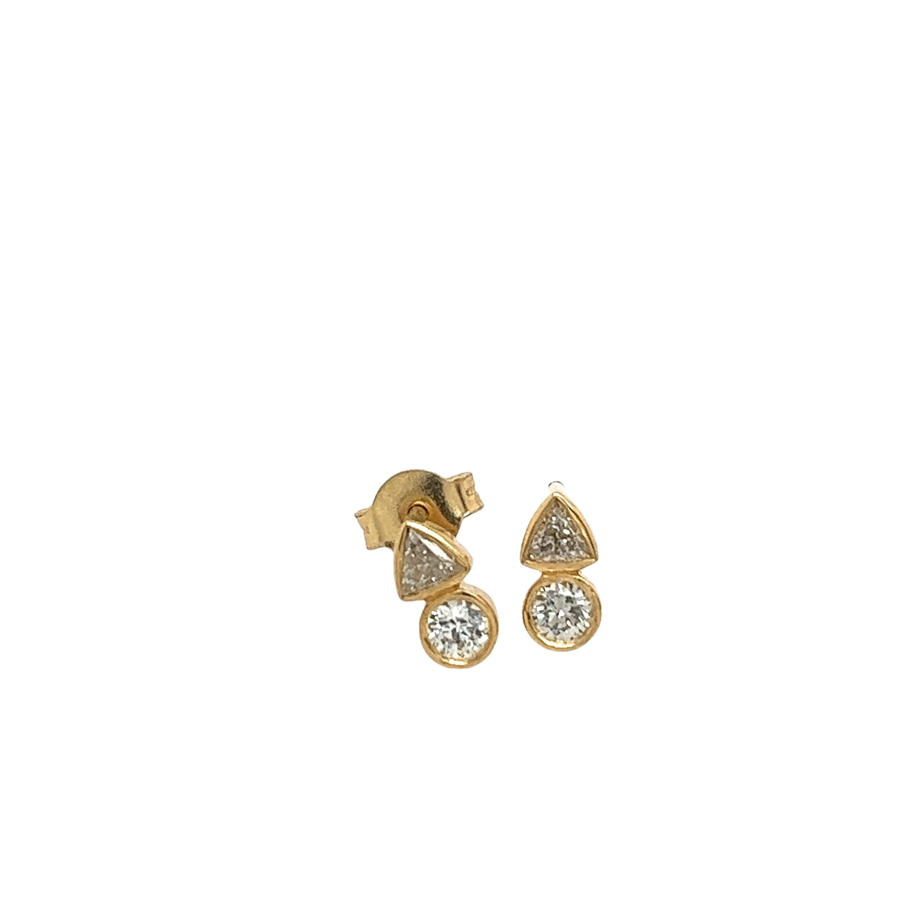 Clous d'oreilles en or jaune 14 carats sertis de diamants naturels de 0,40 carat Unisexe en vente