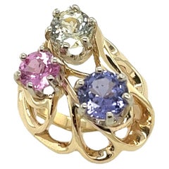 14ct Yellow Gold Dress Ring Set With 3 Natural Sapphires Total Weight of 2.50ct