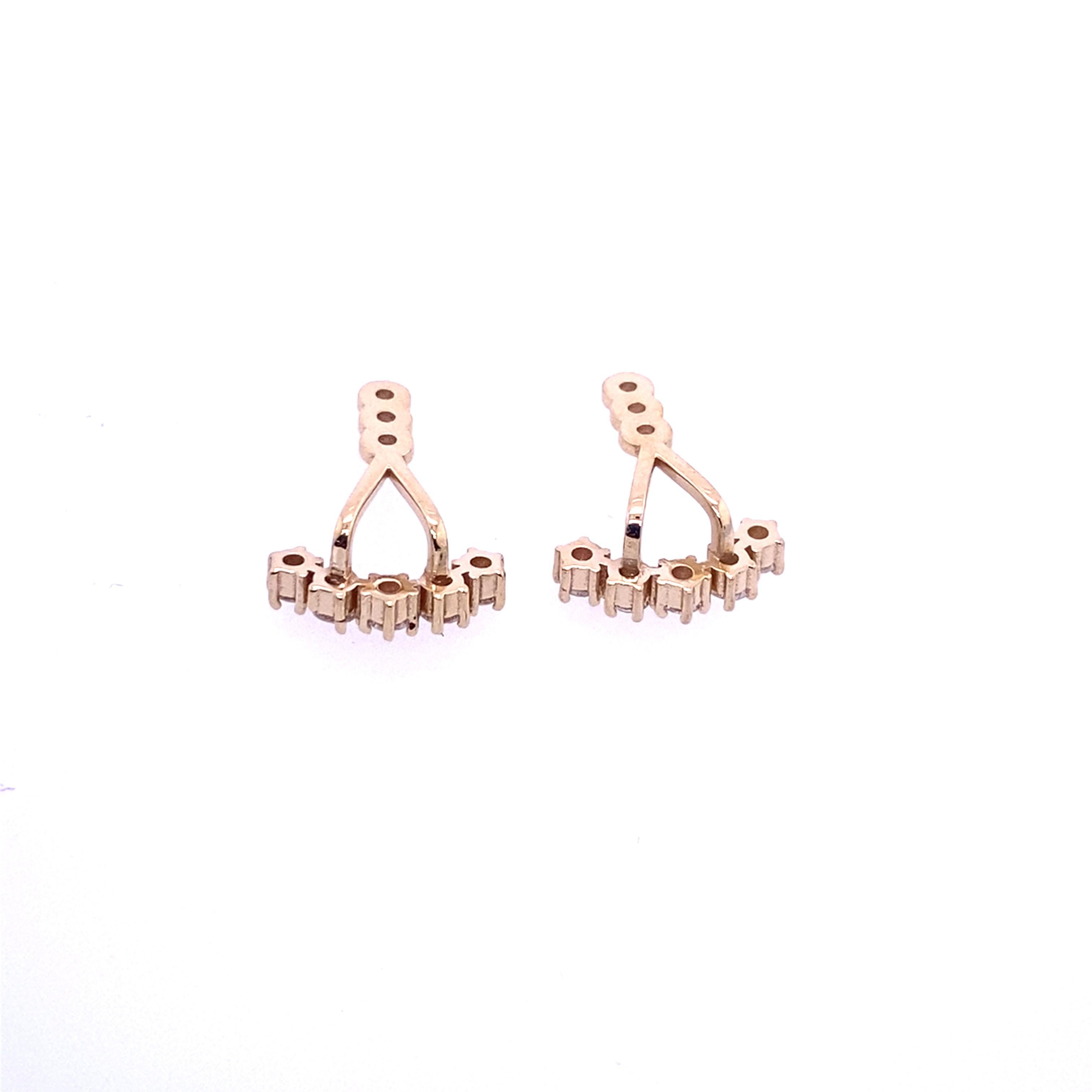 14ct Yellow Gold Earring Jackets fit Behind any Stud Earring, set with 0.40ct In New Condition For Sale In London, GB