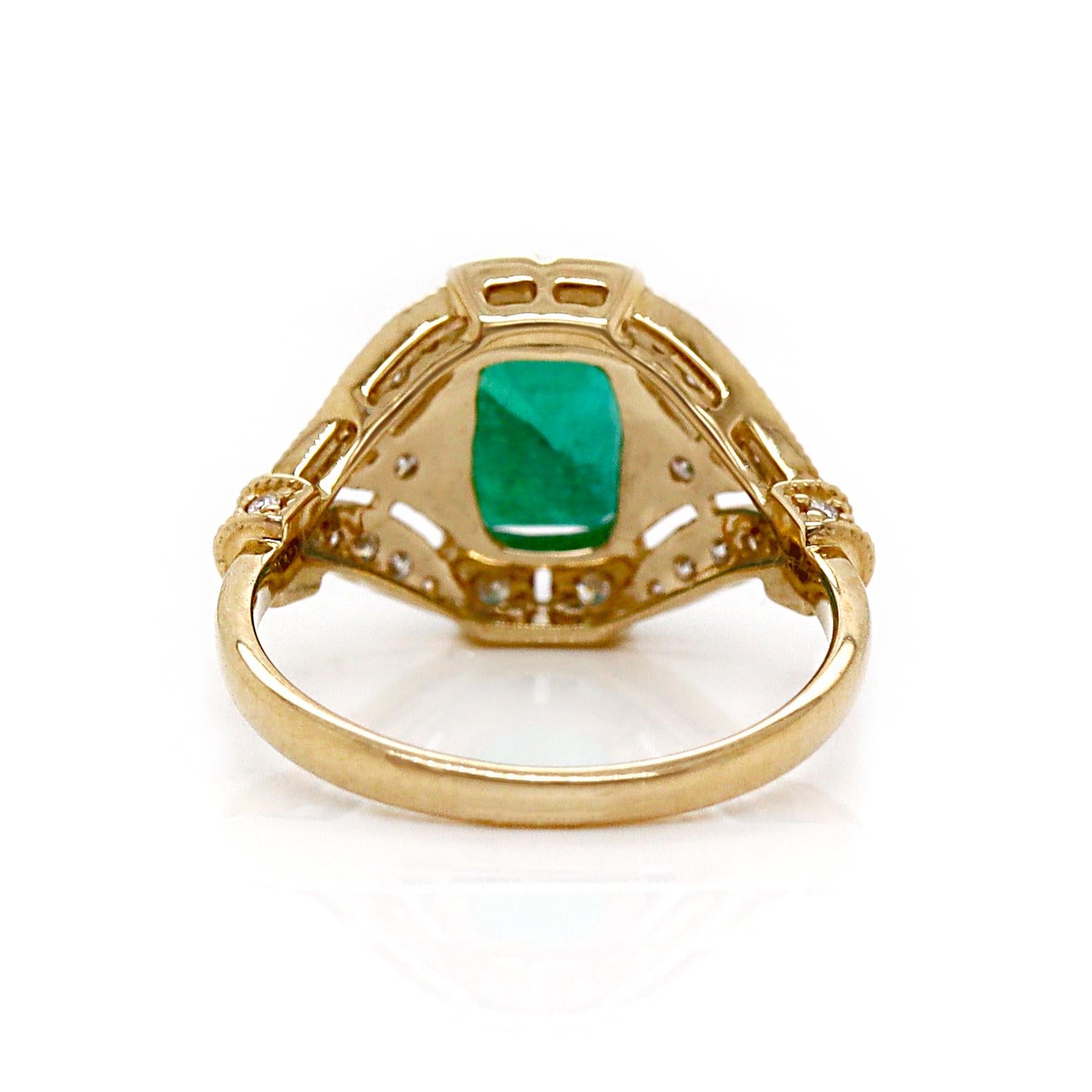 14CT Gelbgold Kleidring mit Smaragd und Diamant im Zustand „Neu“ im Angebot in Sydney, NSW