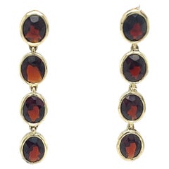 14ct Yellow Gold Garnet Drop Earrings