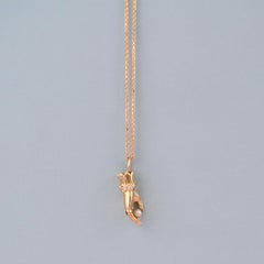 14ct Yellow Gold Hand Diamond Pearl Pendant Necklace