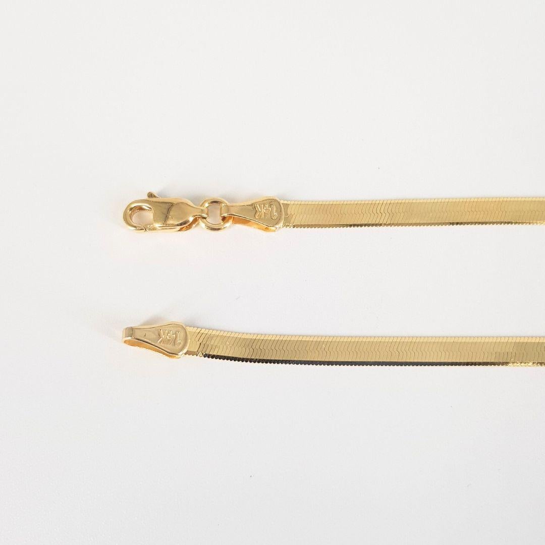 Women's or Men's 14ct Yellow Gold Herringbone Link Chain For Sale