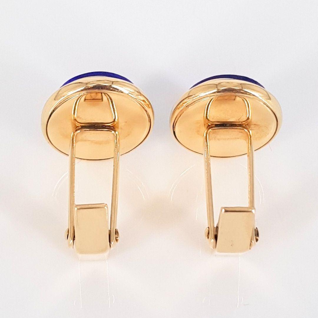 Women's or Men's 14ct Yellow Gold Lapis Cuff Links For Sale