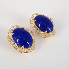 14ct Yellow Gold Lapis Infinity Studs