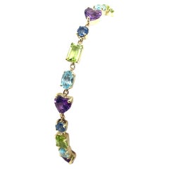 Bracelet de pierres multicolores en or jaune 14 carats, serti de pierres semi-précieuses