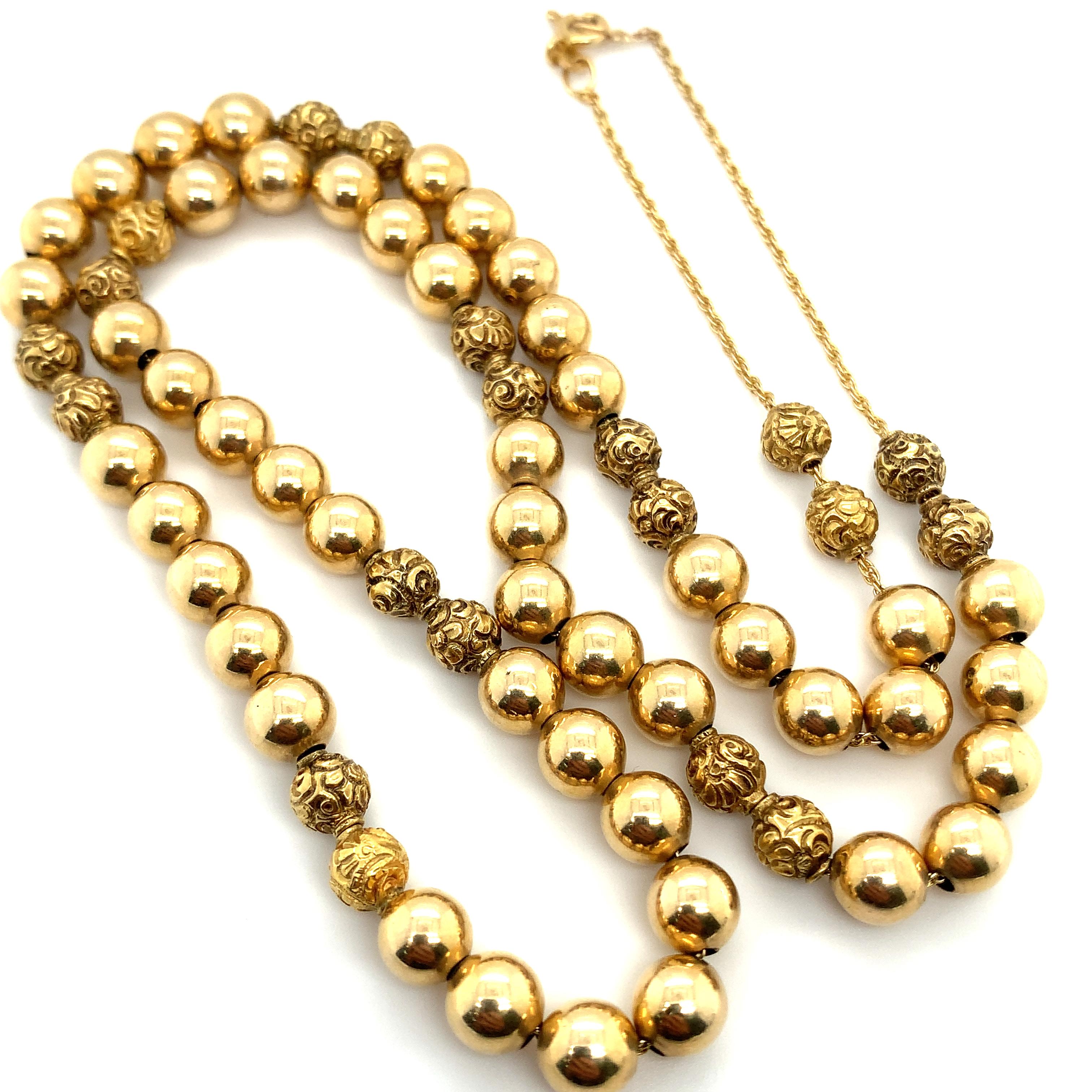 Arts and Crafts 14ct Yellow Gold Muslim Islamic Tasbih Misbaha Prayer Beads Bracelet For Sale