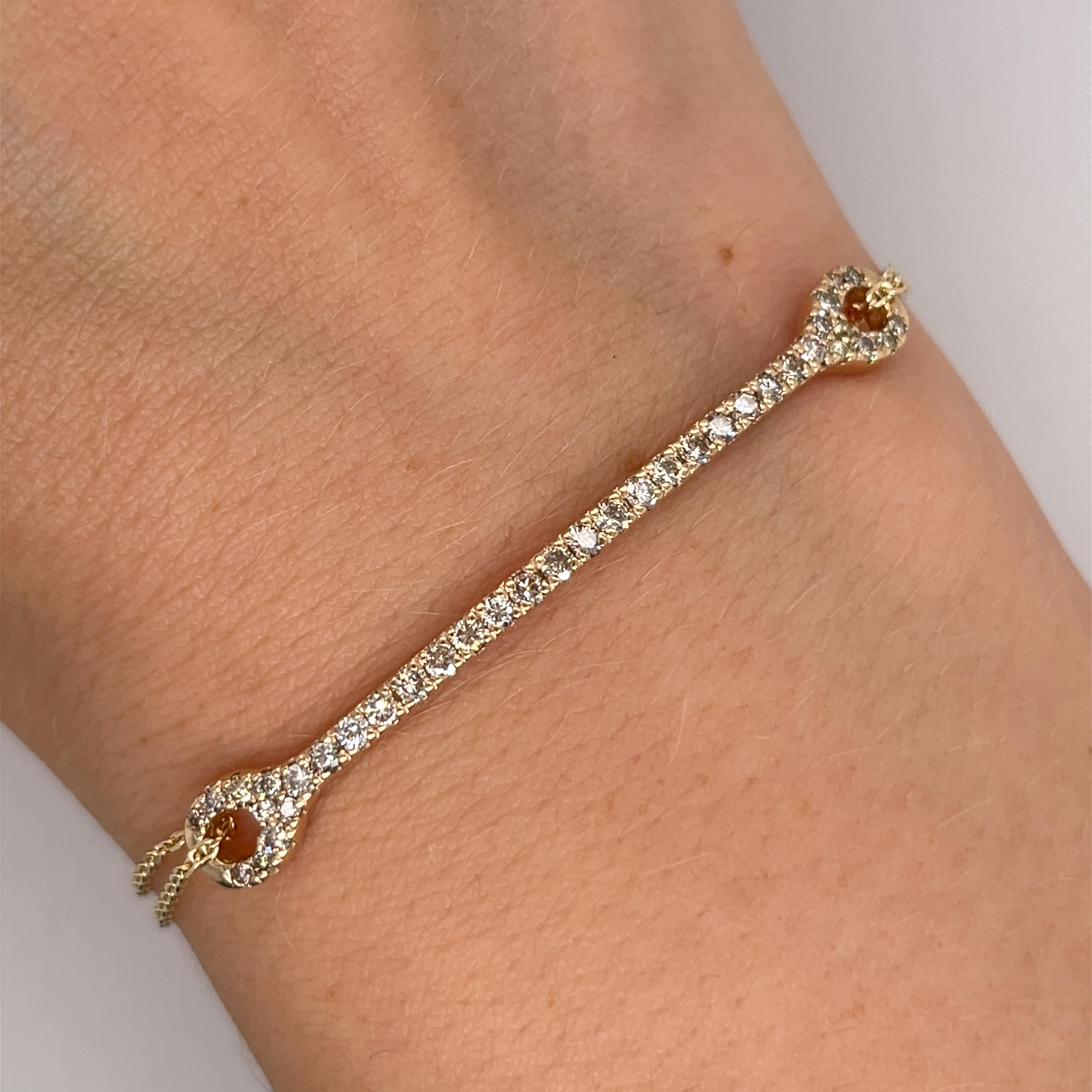 14ct Yellow Gold Natural Brown Diamonds Bar Bracelet, 0.54ct In New Condition In London, GB
