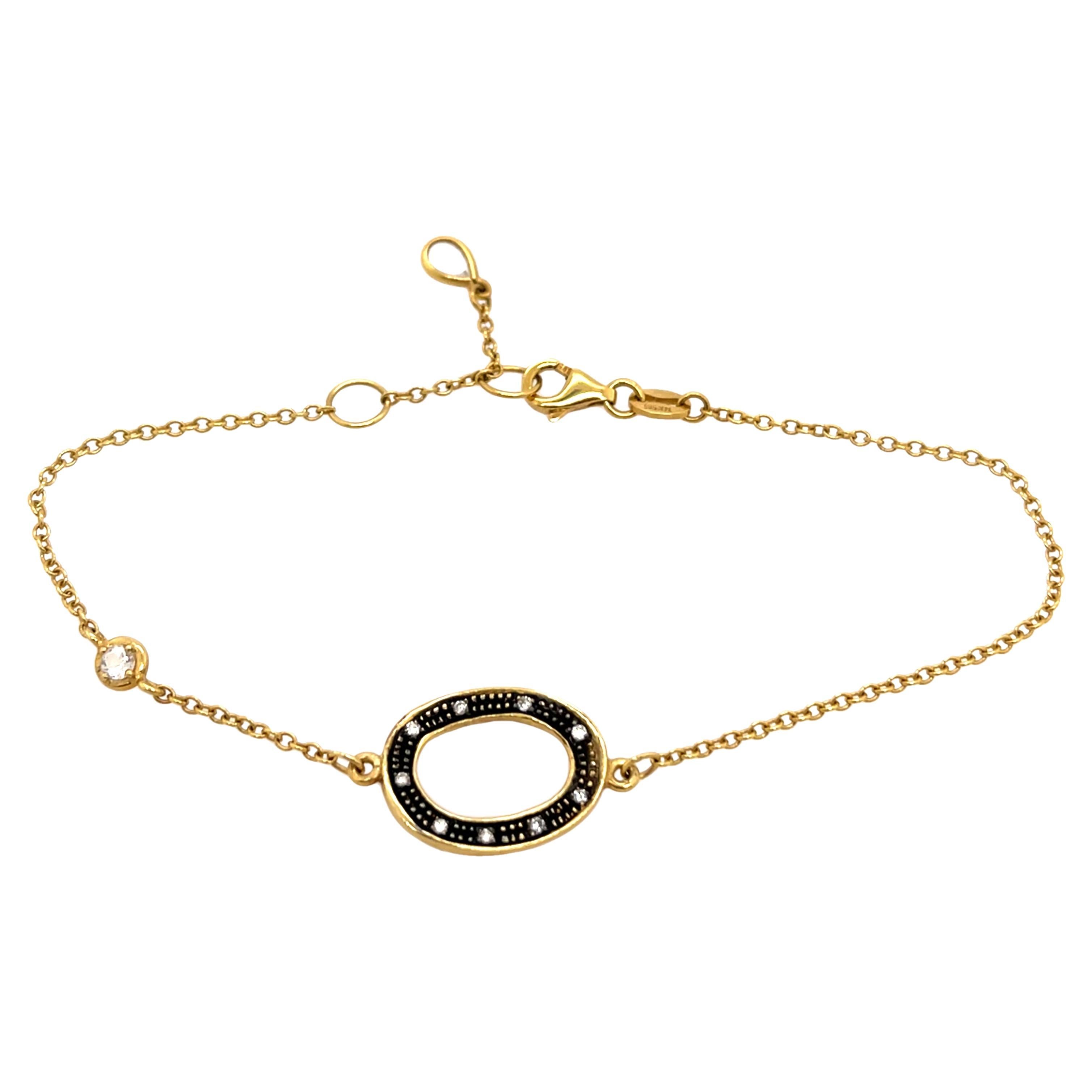 Bracelet en or jaune 14 carats avec diamants naturels