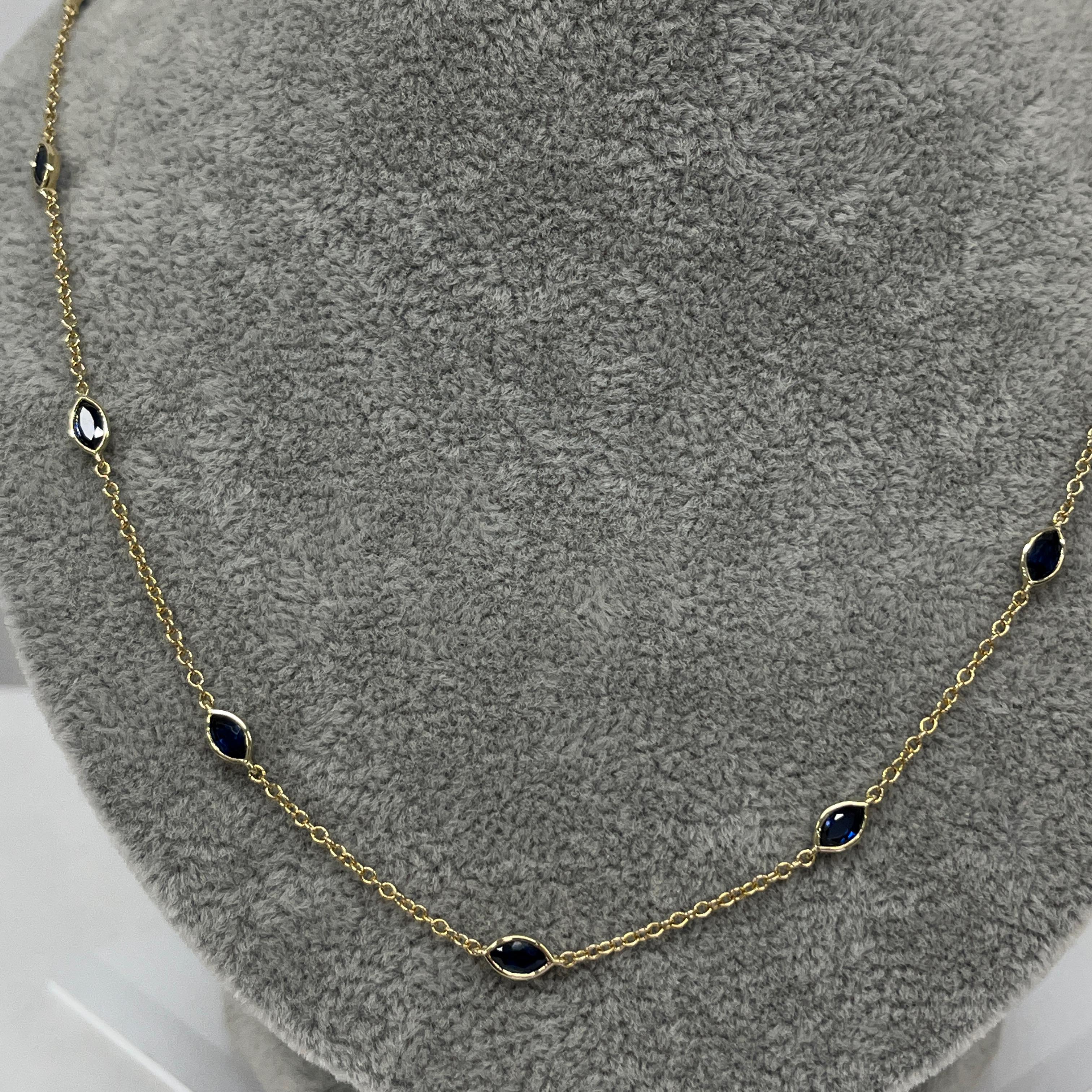 14ct Yellow Gold Natural Sapphire Necklace In condizioni Nuovo in vendita a London, GB