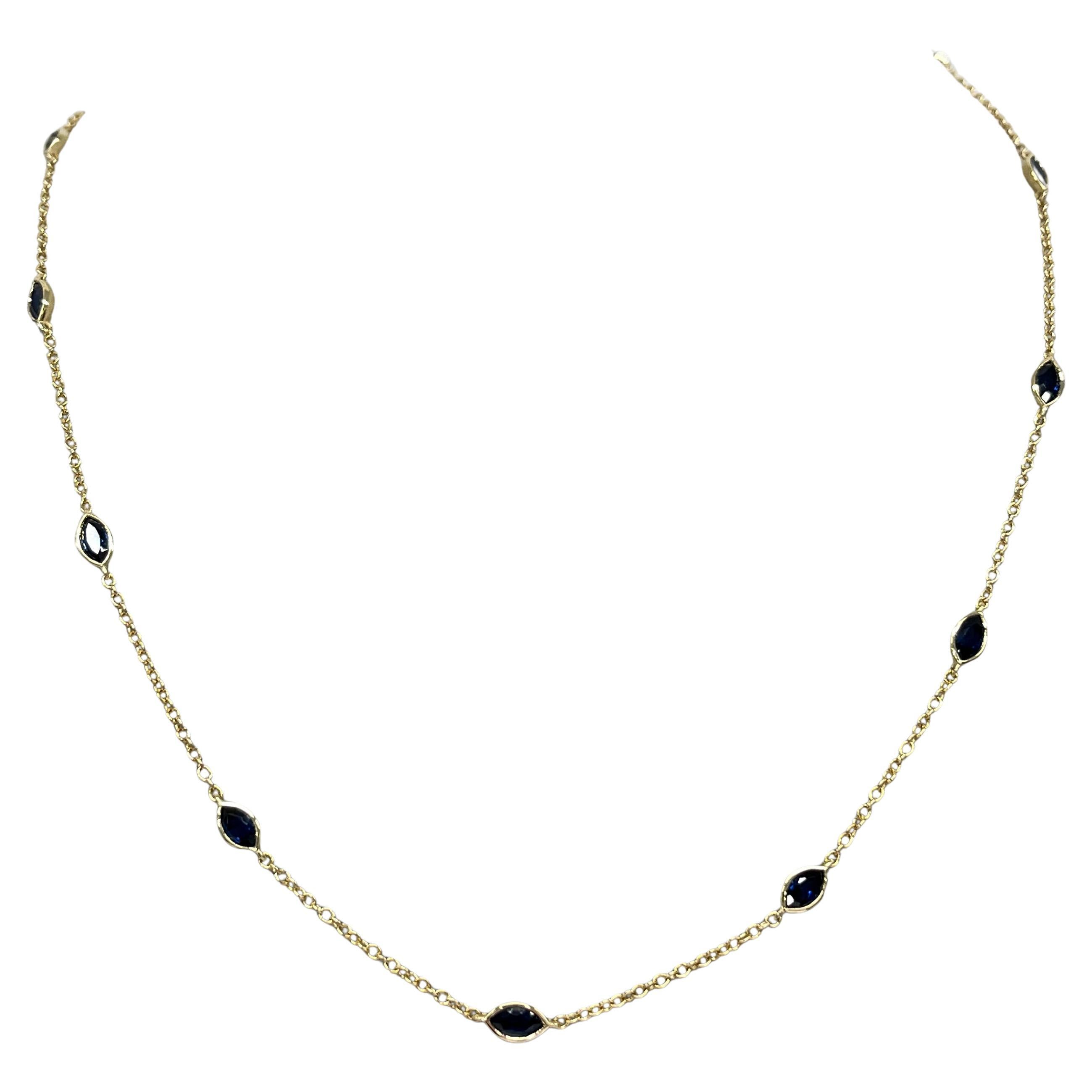 14ct Yellow Gold Natural Sapphire Necklace