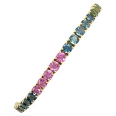 14ct Yellow Gold Natural Sapphires Rainbow Bracelet