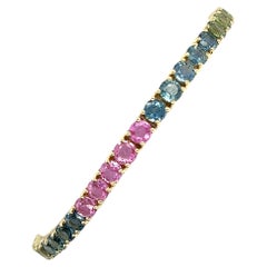 Bracelet arc-en-ciel en or jaune 14 carats avec saphirs naturels