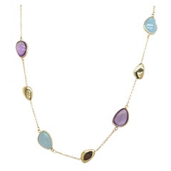 14ct Yellow Gold Necklace With Multi Coloured Gemstones