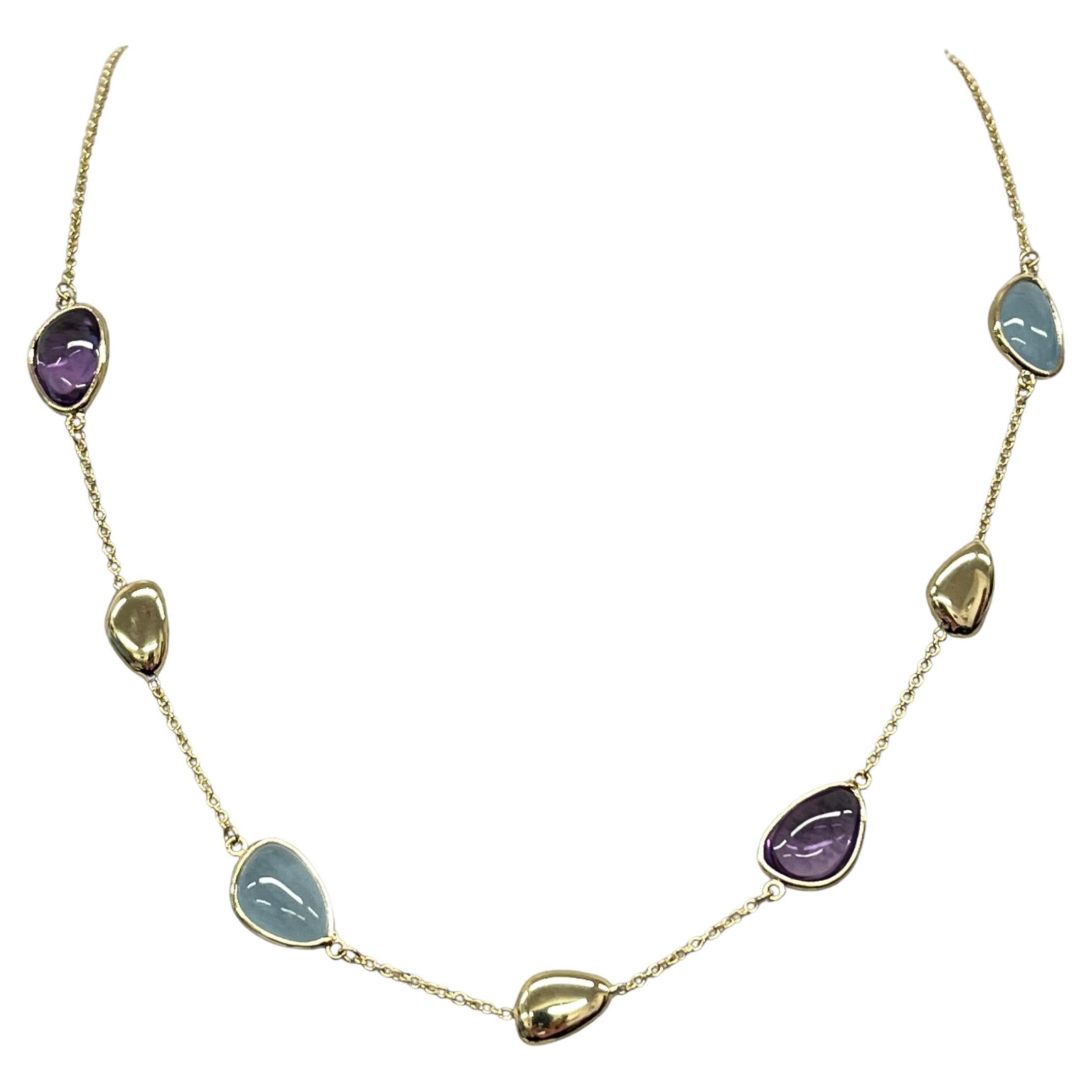 14ct Yellow Gold Necklace With Multi Coloured Gemstones