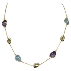 14ct Yellow Gold Necklace With Multi Coloured Gemstones