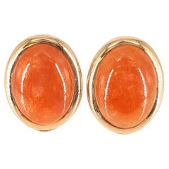 14ct Yellow Gold Oval Carnelian Studs