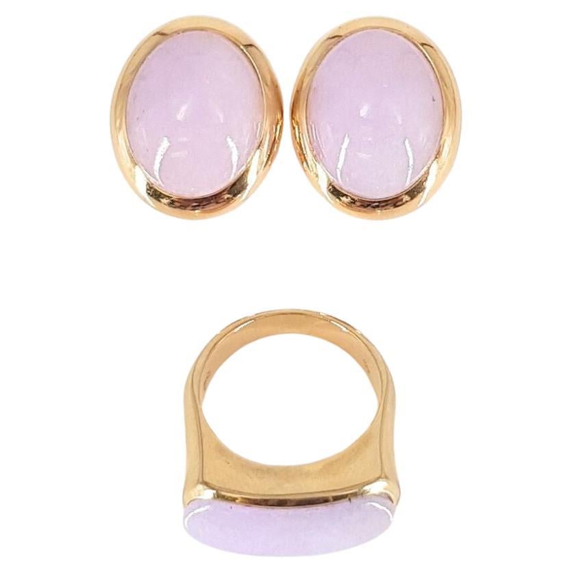 14ct Yellow Gold Oval Moonstone Studs And Ring