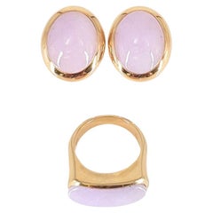 14ct Yellow Gold Oval Moonstone Studs And Ring