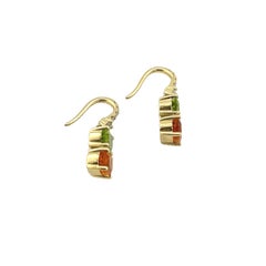 14 Karat Gelbgold Peridot, Citrin und Diamant-Tropfenohrringe