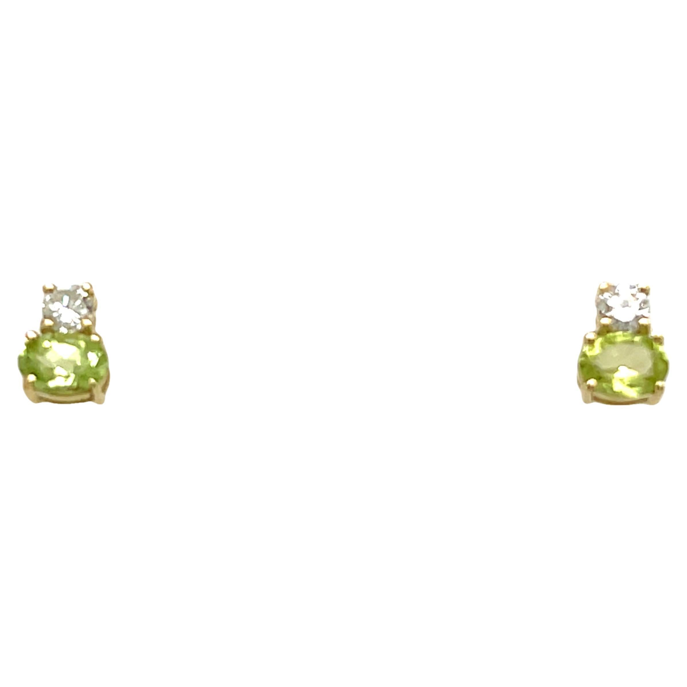 Pendientes de Oro Amarillo 14ct Peridoto y Diamante