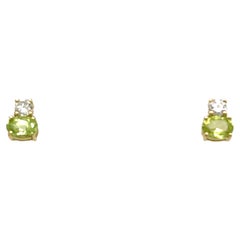 14ct Yellow Gold Peridot & Diamond Earrings