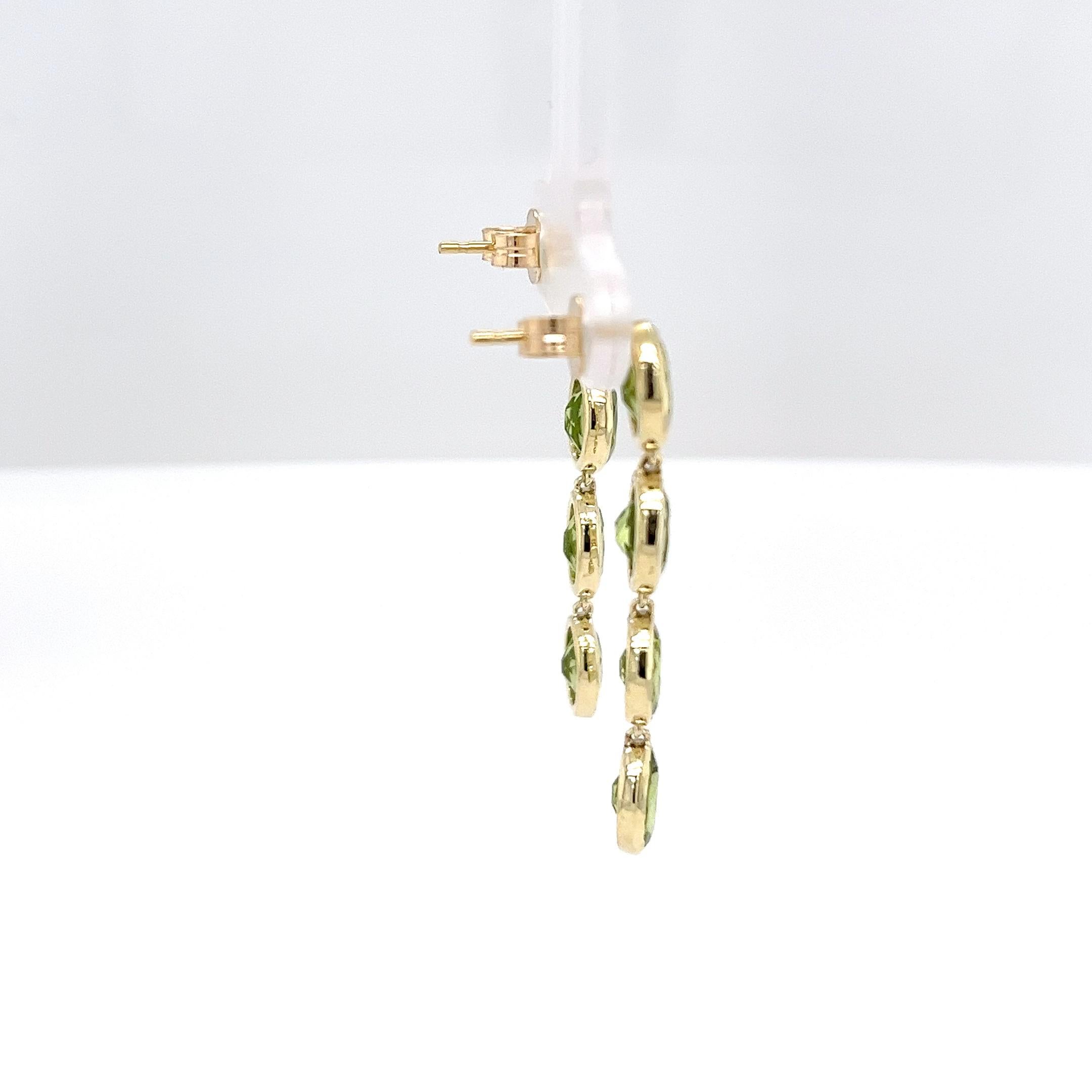 Femenino o masculino Pendientes Gota Peridoto Oro Amarillo 14ct en venta