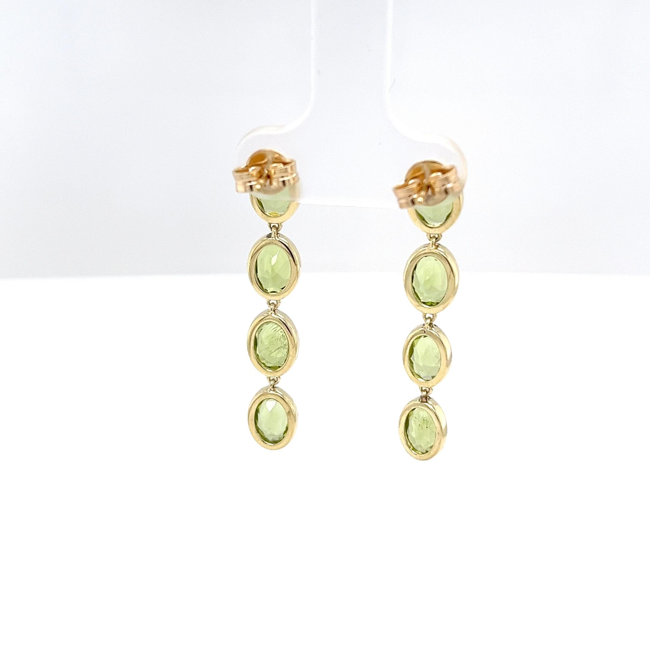 Pendientes Gota Peridoto Oro Amarillo 14ct en venta 1