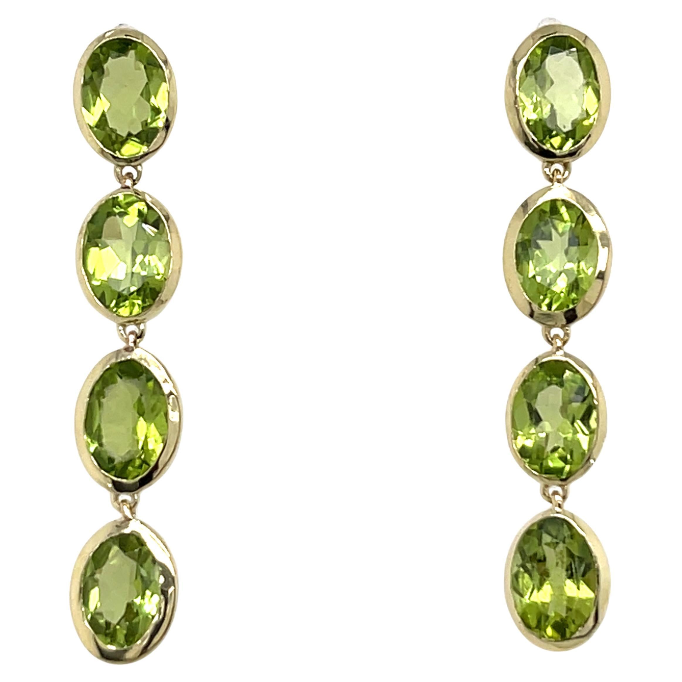 14ct Yellow Gold Peridot Drop Earrings