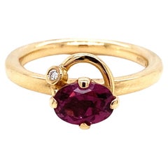 14ct Yellow Gold Purple Tourmaline and Diamond Stacking Ring
