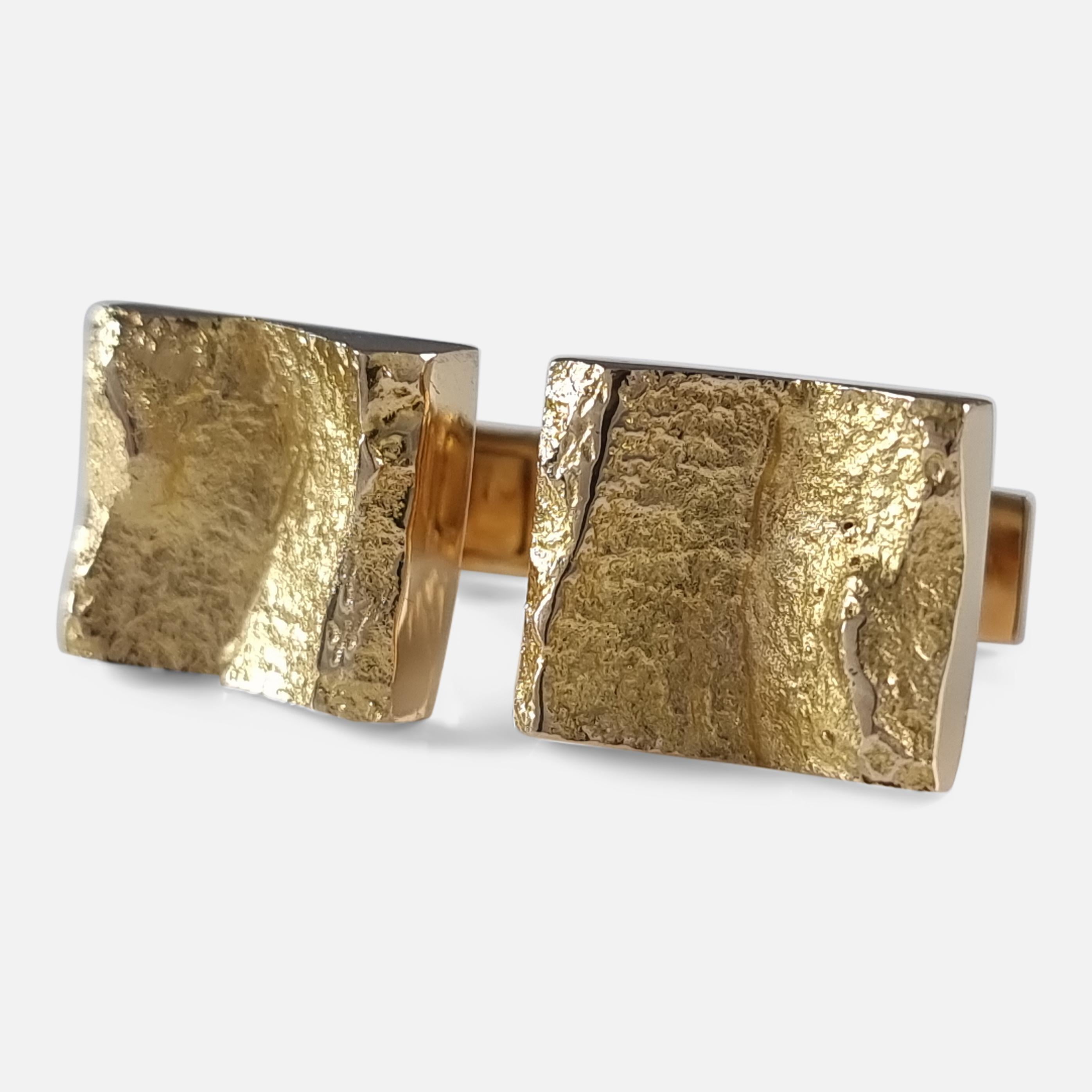 14ct Yellow Gold 'Ravines' Cufflinks by Björn Weckström for Lapponia For Sale 5