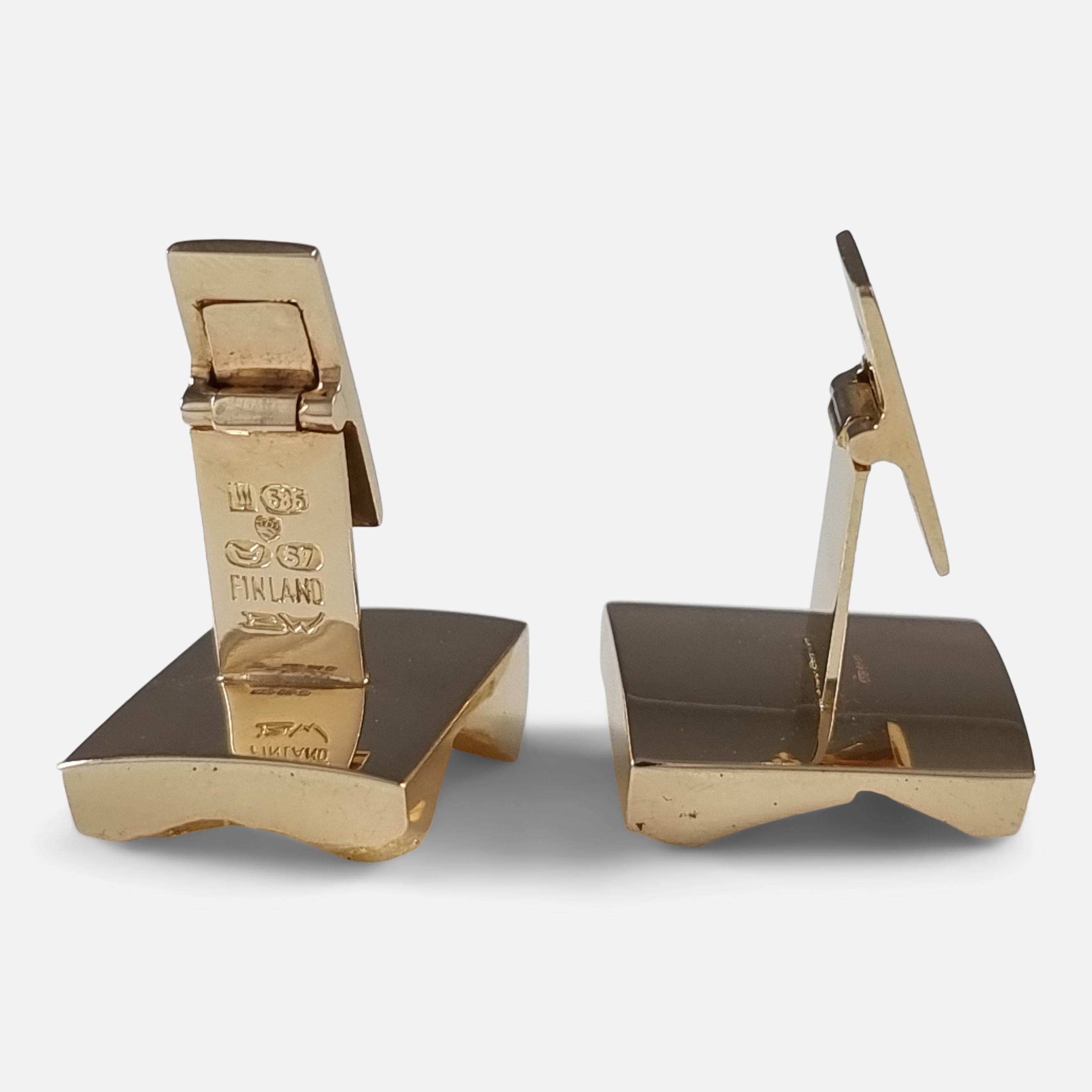14ct Yellow Gold 'Ravines' Cufflinks by Björn Weckström for Lapponia For Sale 6
