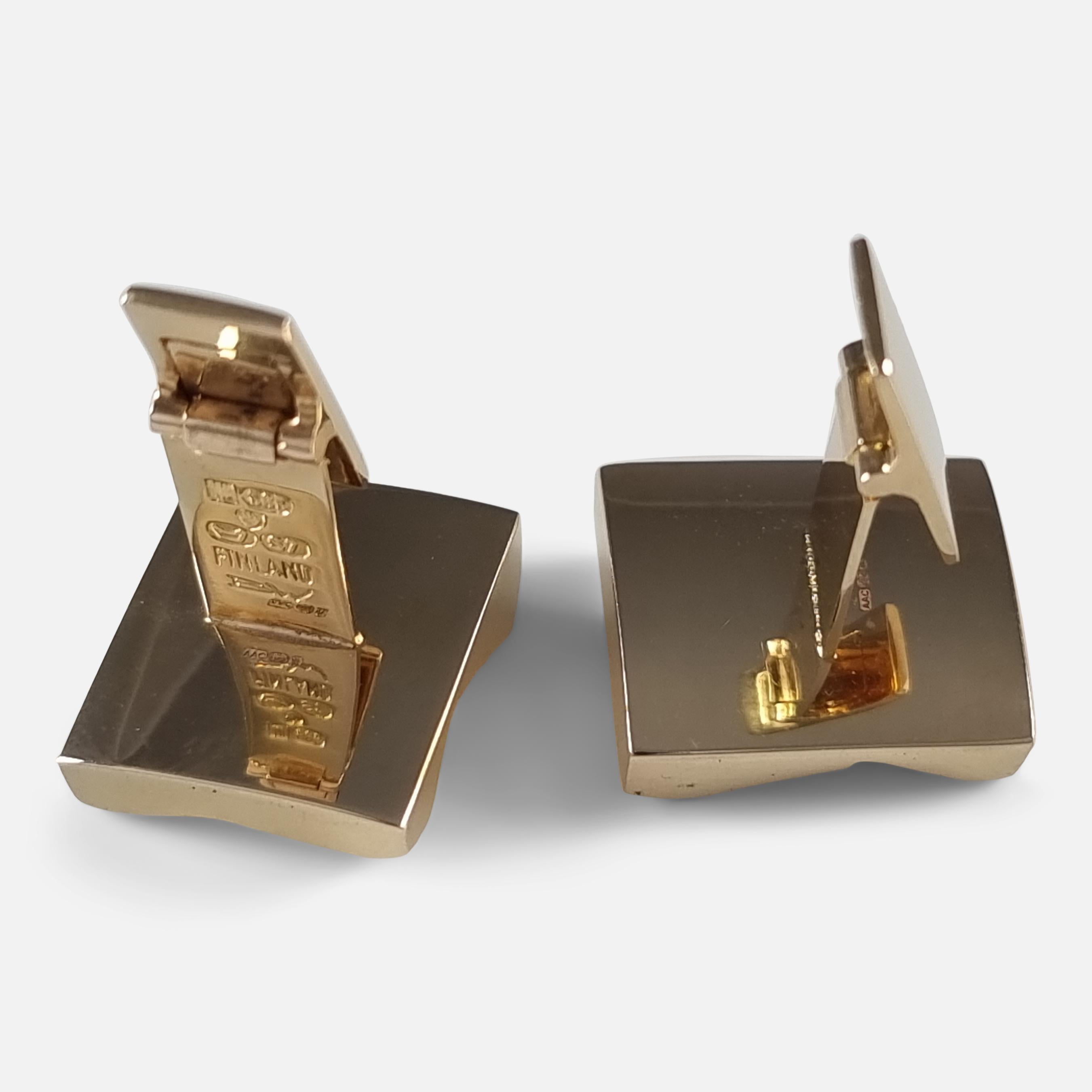 14ct Yellow Gold 'Ravines' Cufflinks by Björn Weckström for Lapponia For Sale 7