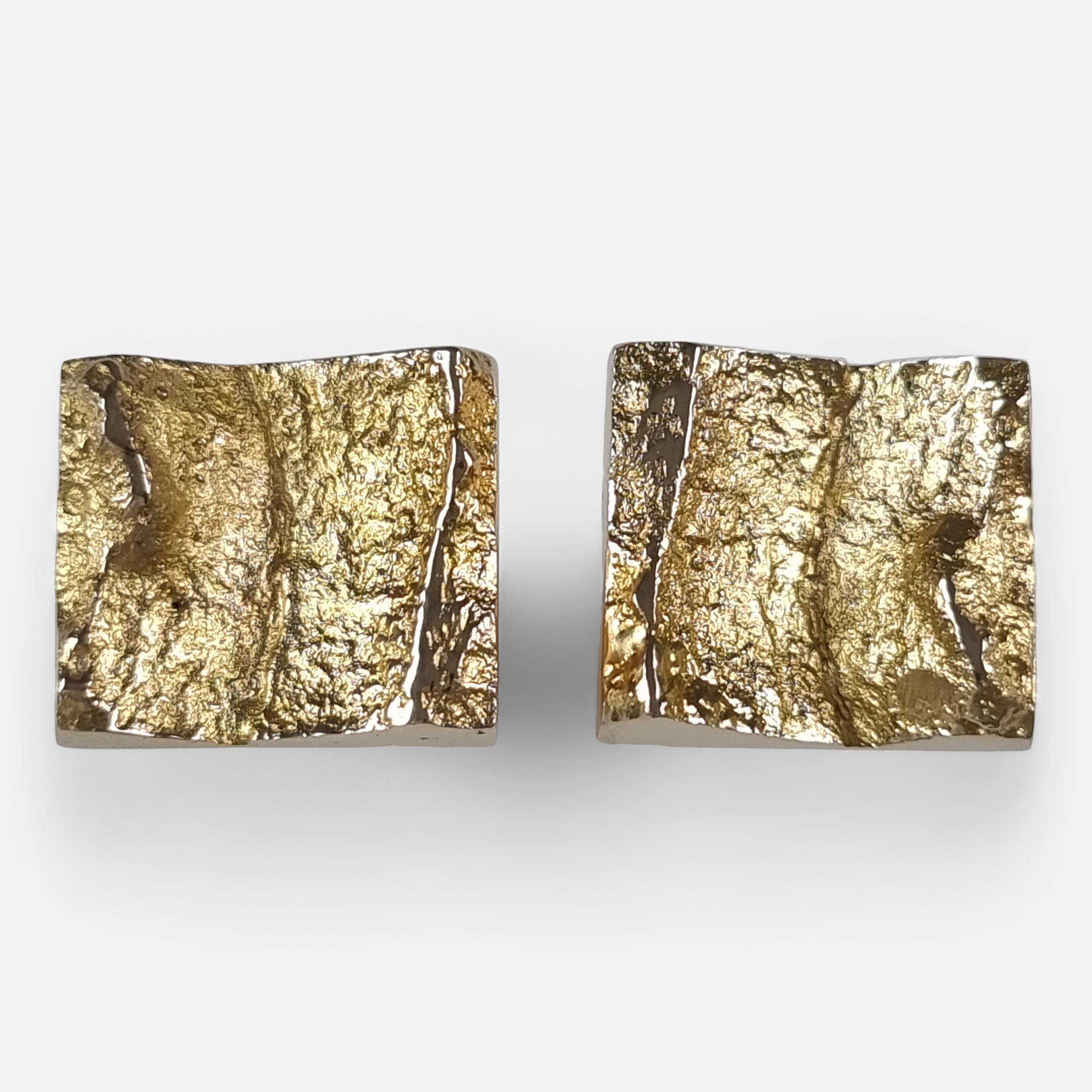 14ct Yellow Gold 'Ravines' Cufflinks by Björn Weckström for Lapponia For Sale 9