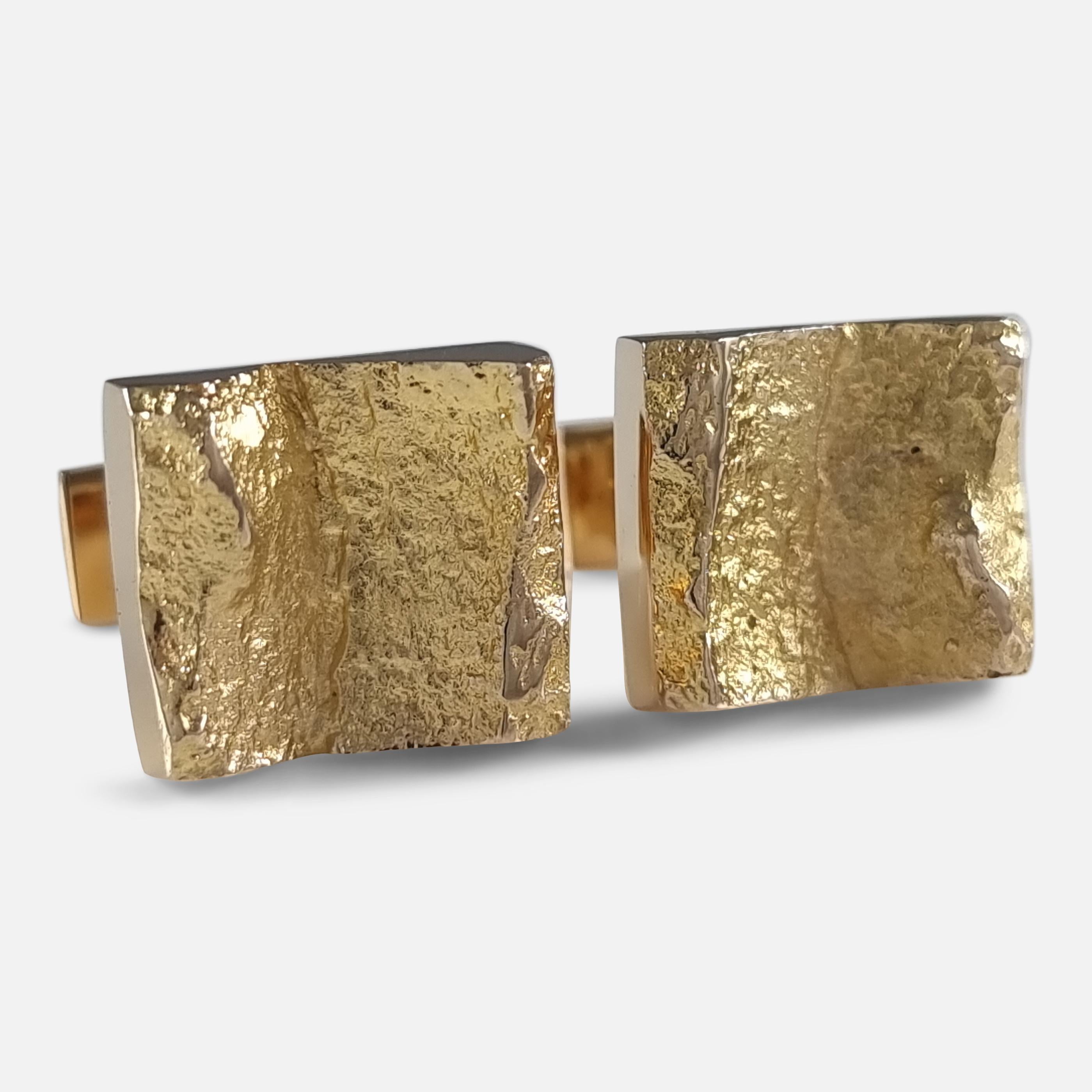 14ct Yellow Gold 'Ravines' Cufflinks by Björn Weckström for Lapponia For Sale 10