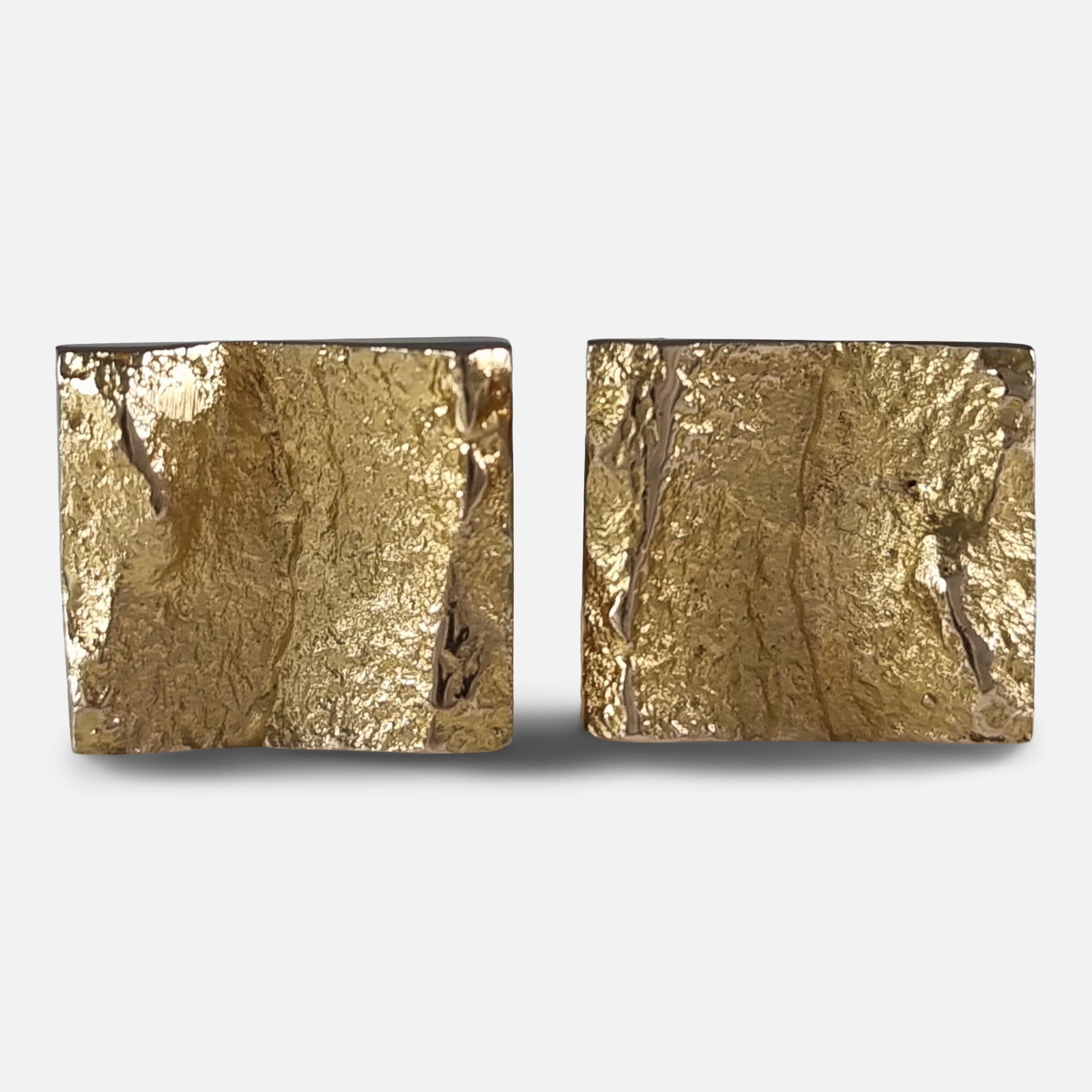 Modern 14ct Yellow Gold 'Ravines' Cufflinks by Björn Weckström for Lapponia For Sale