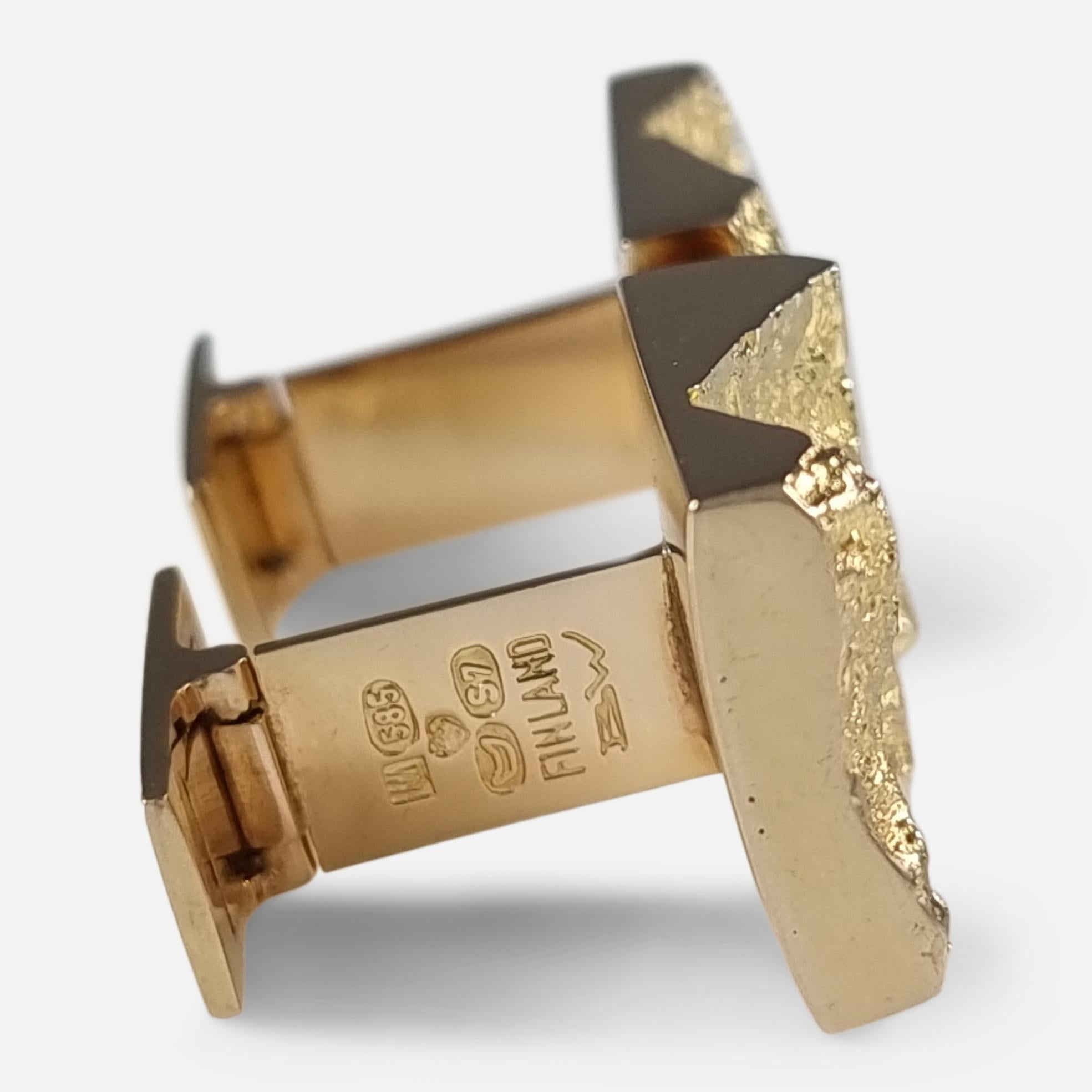 Women's or Men's 14ct Yellow Gold 'Ravines' Cufflinks by Björn Weckström for Lapponia For Sale