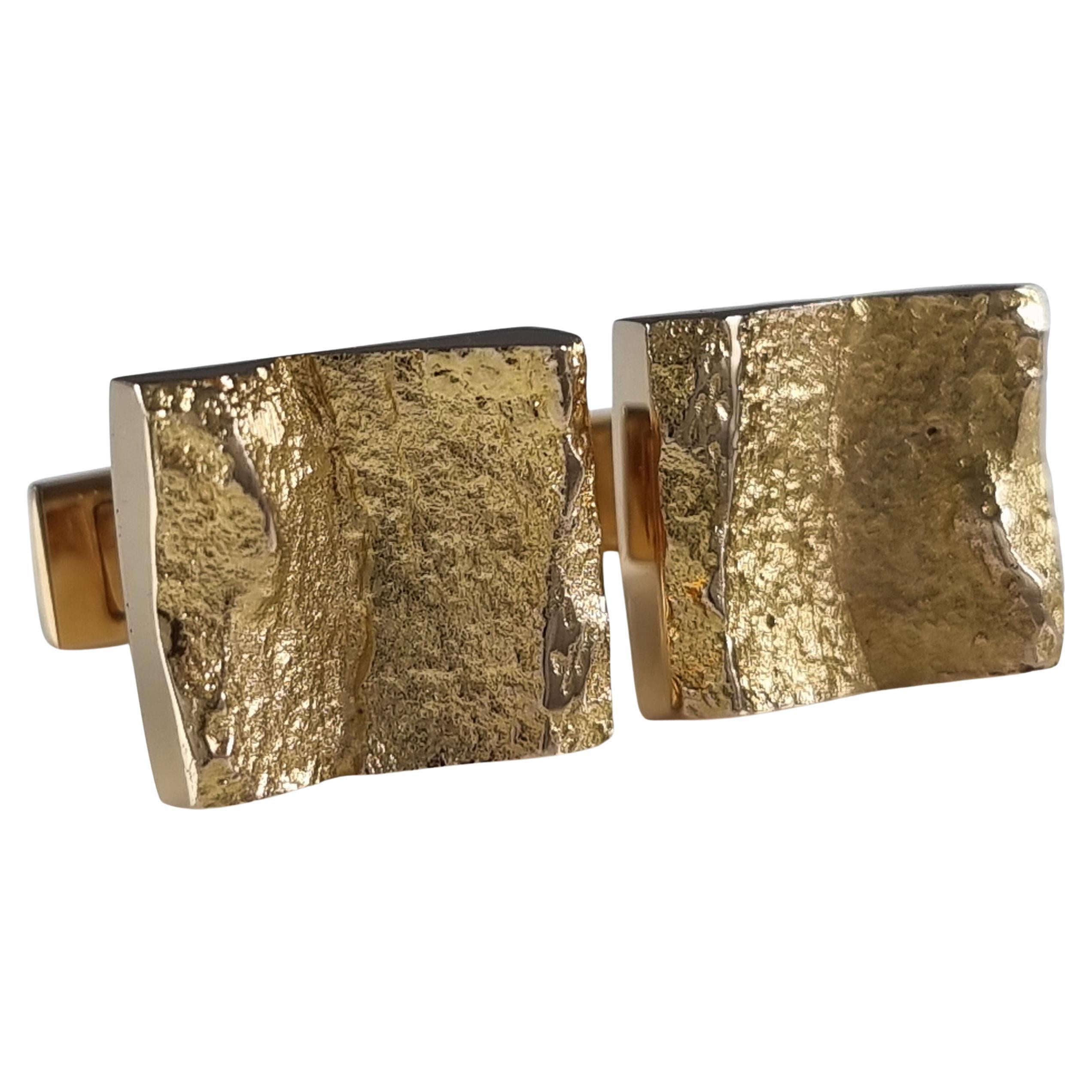 14ct Yellow Gold 'Ravines' Cufflinks by Björn Weckström for Lapponia For Sale