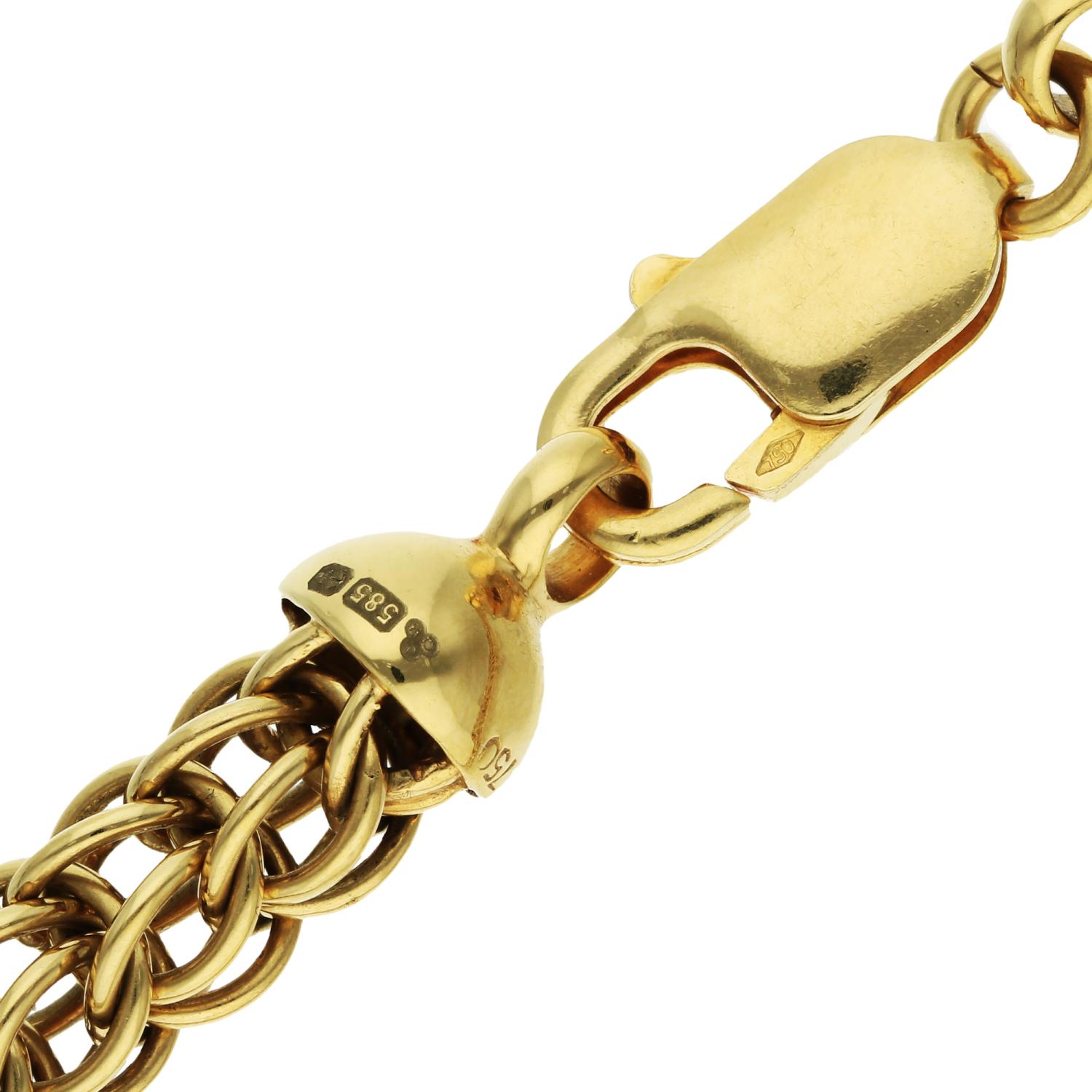 Modern 14ct Yellow Gold Round Link Chainmail Necklace 65.60g For Sale