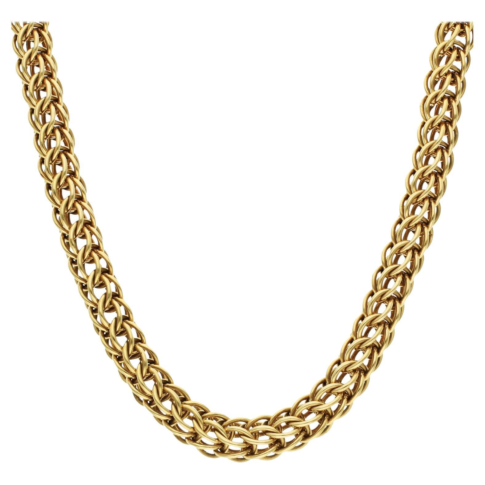 14ct Yellow Gold Round Link Chainmail Necklace 65.60g For Sale