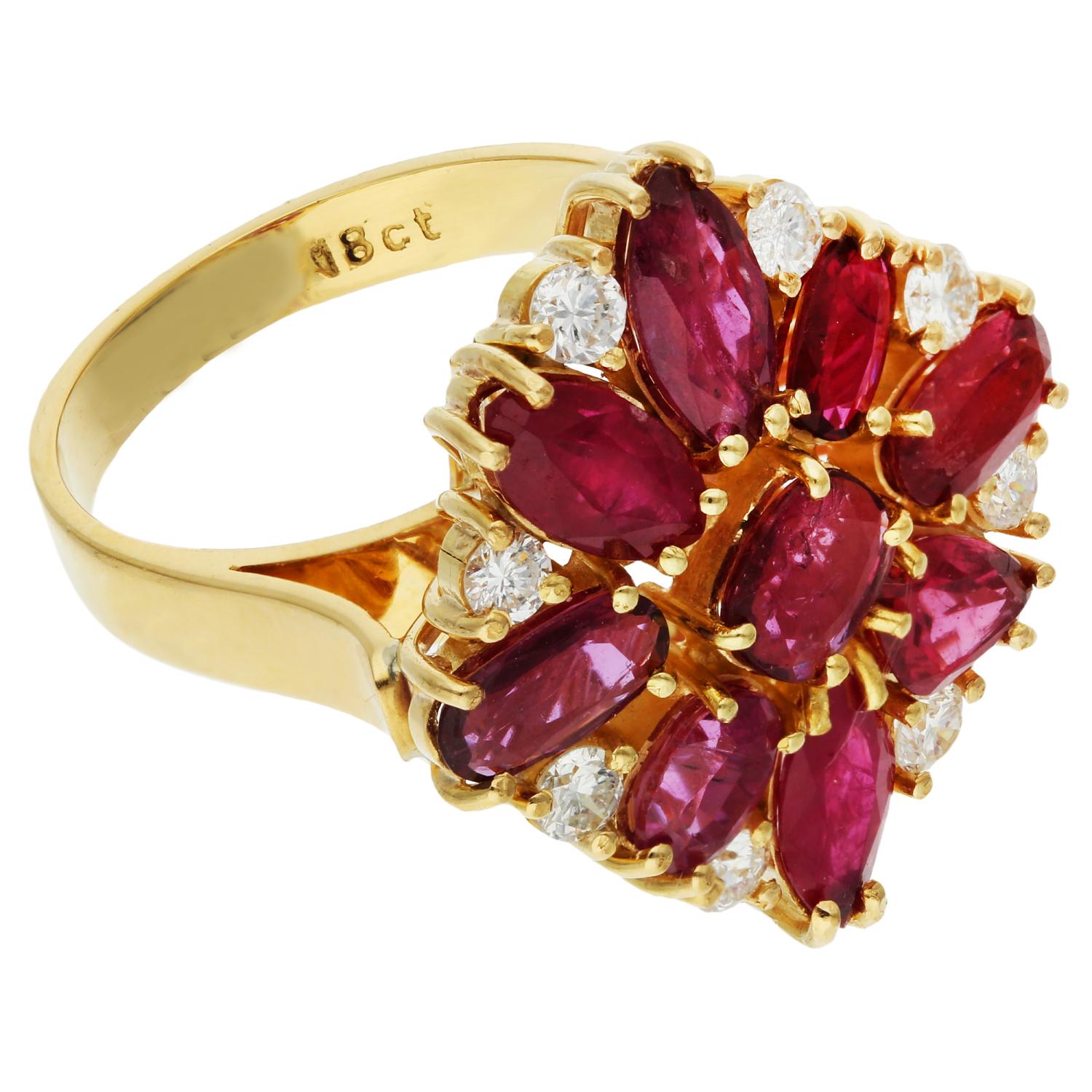 14ct Yellow Gold 2.00ct Ruby & 0.50ct Diamond Cocktail Ring For Sale 1