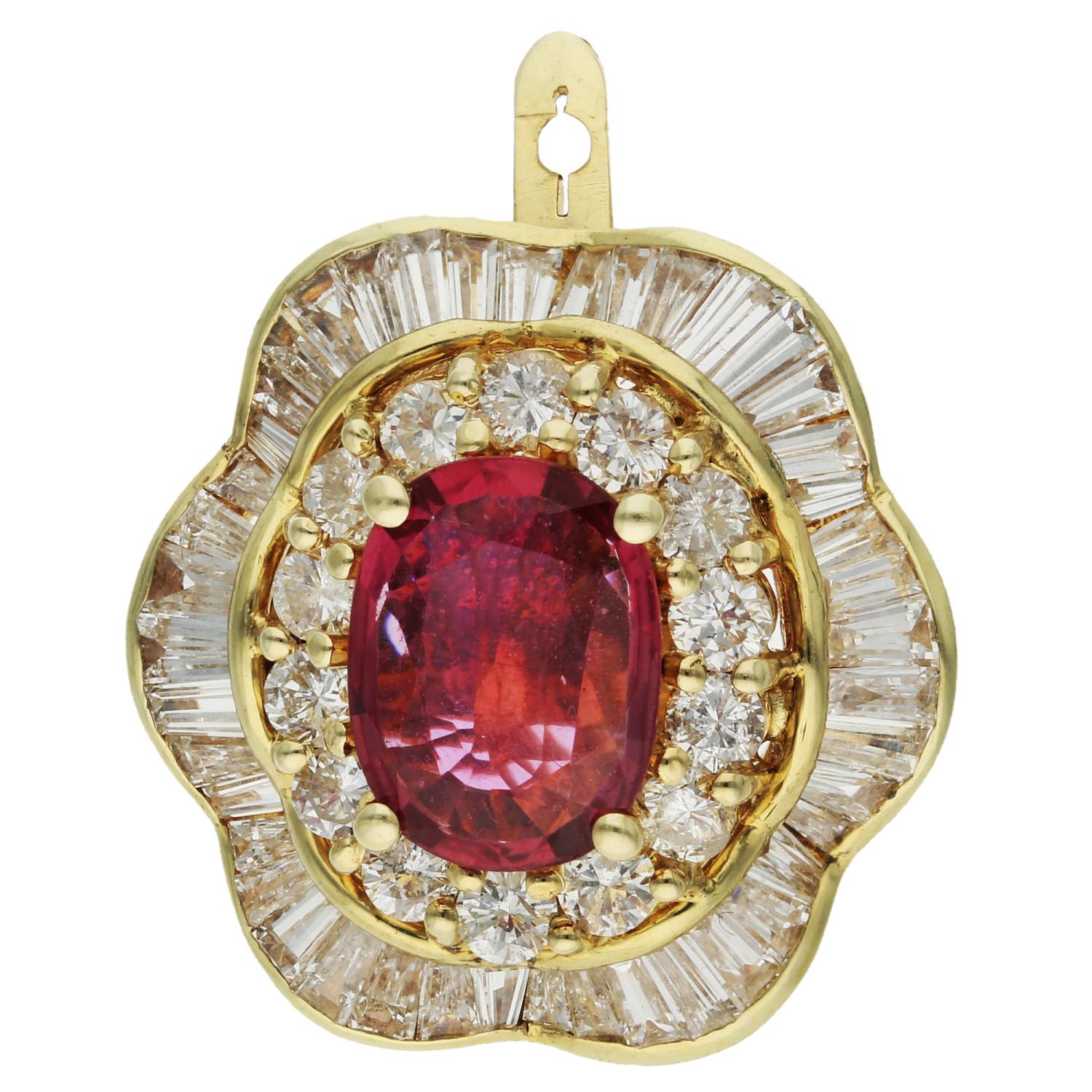 14ct Yellow Gold 0.95ct Ruby & 1.70ct Diamond Dress Ring For Sale 4
