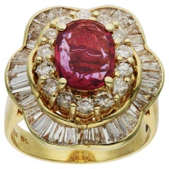 14ct Yellow Gold Ruby & Diamond Dress Ring 