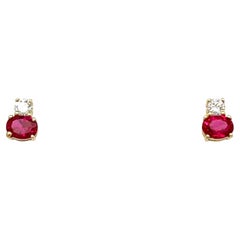 14ct Gelbgold Rubin & Diamant Ohrringe